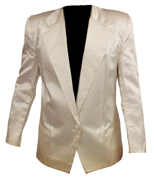 Rod Stewart Worn AVP Custom Made White Satin Jacket