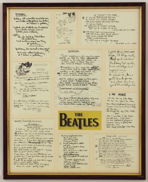 Handwritten Beatles Lyrics Display