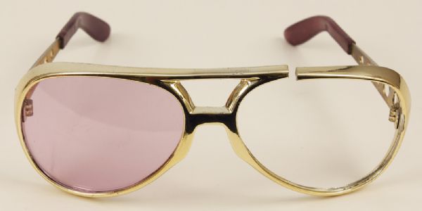 Elvis Presley 1970-71 Worn Gold Framed Aviator Glasses With Original Case