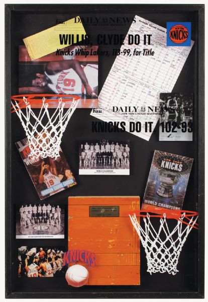 New York Knicks 1970, 73 Championship Basketball Court Presentation Shadowbox Display 