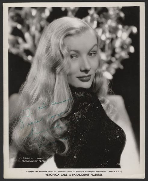 Lot Detail - Veronica Lake Signed & Inscribed Original Photograph