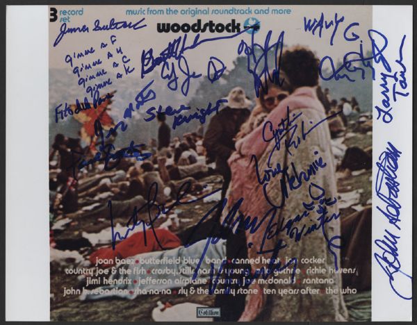 Woodstock 1969 Album Cover Photograph Signed by 18