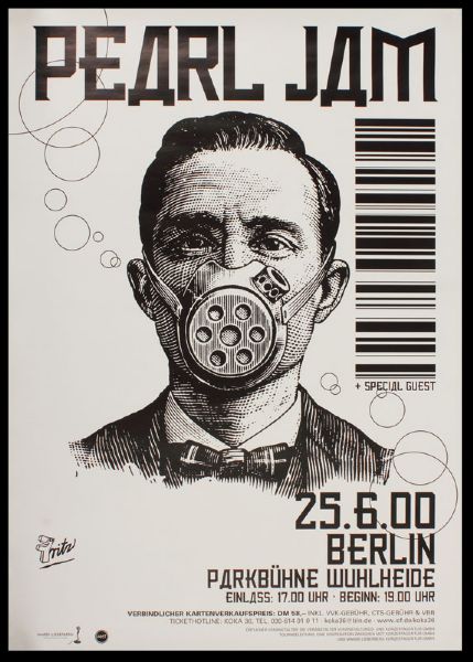 Pearl Jam Original 2000 German Concert Poster