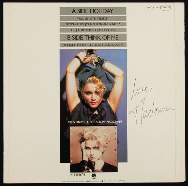 Madonna Signed "Holiday" Long Play Sleeve