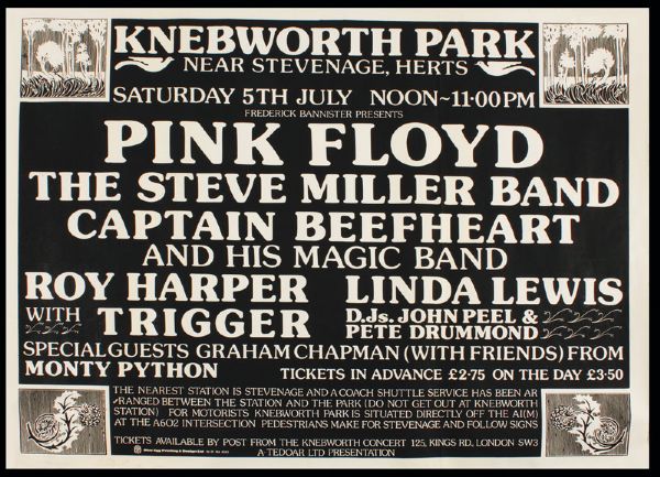 Pink Floyd Original 1975 Knebworth Park Concert Poster