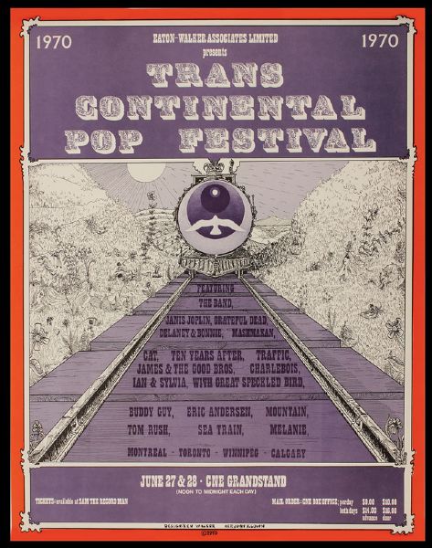 Original 1970 Trans Continental Pop (Festival Express ) Poster Featuring the Grateful Dead & Janis Joplin