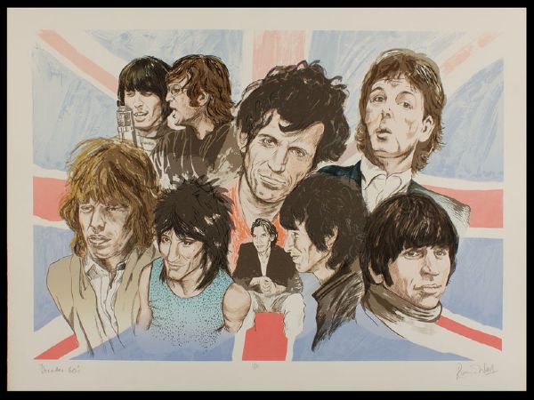 Rolling Stones Ron Wood Signed "Decades  60s" Limited Edition Original Lithograph