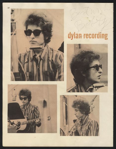 Bob Dylan Signed Page From Song Book