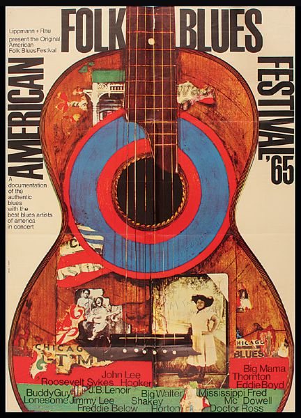 1965 American Folk/Blues Festival Original Poster from UK Signed By Big Mama Thornton & Mississippi Fred McDowell