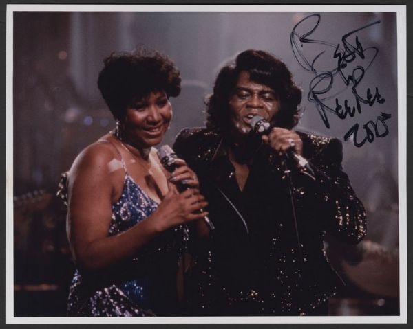 Aretha Franklin Signed Photograph With James Brown