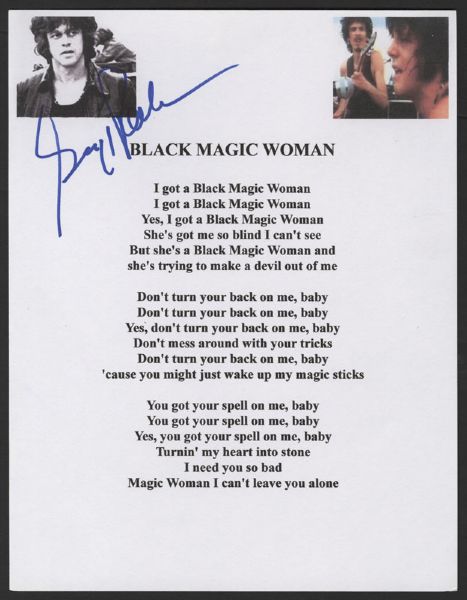 Santana Gregg Roli Signed "Black Magic Woman" Lyrics