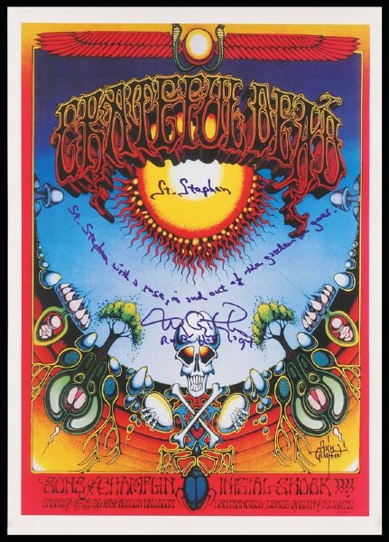 Grateful Dead Tom Constanten Signed & Lyrics Inscribed Poster