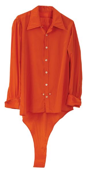 Frank Sinatra Custom Made Stage Worn Orange Tuxedo Shirt Circa 1976