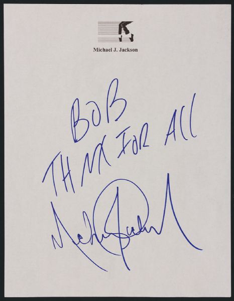 Michael Jackson Handwritten & Signed Letter to Publicist Bob Jones