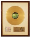 John Lennon "Walls and Bridges" Original RIAA White Matte Gold Album Award