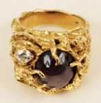 Elvis Presley Owned and Worn Diamond & Black Star Sapphire Gold Nugget Ring
