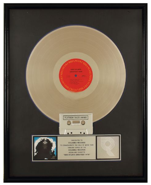 "Bob Dylans Greatest Hits" Original RIAA Platinum Album Award
