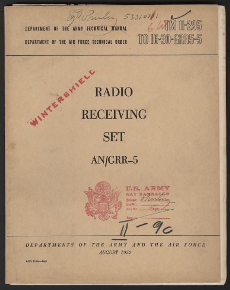 Elvis Presleys Personal 1952 Army Radio Receiving Set Manual