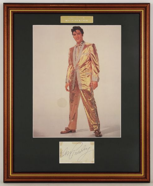 Elvis Presley Signature With Gold Lame Photo