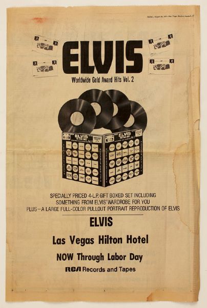 Elvis Presley Original Hilton Hotel Labor Day Advertising