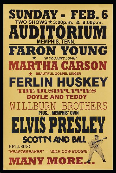 Elvis Presley Auditorium Memphis, Tenn. Reproduction Concert Poster 