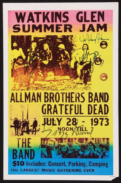 The Allman Brothers Band Signed Watkins Glenn Festival Mini Poster