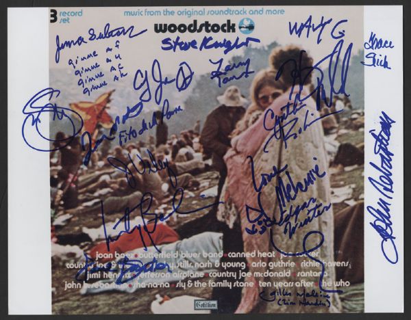 Woodstock 69 Album Cover Photograph Signed by 18 Performers