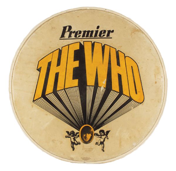 The Who Historic Woodstock Stage Used Bass Drum Skin