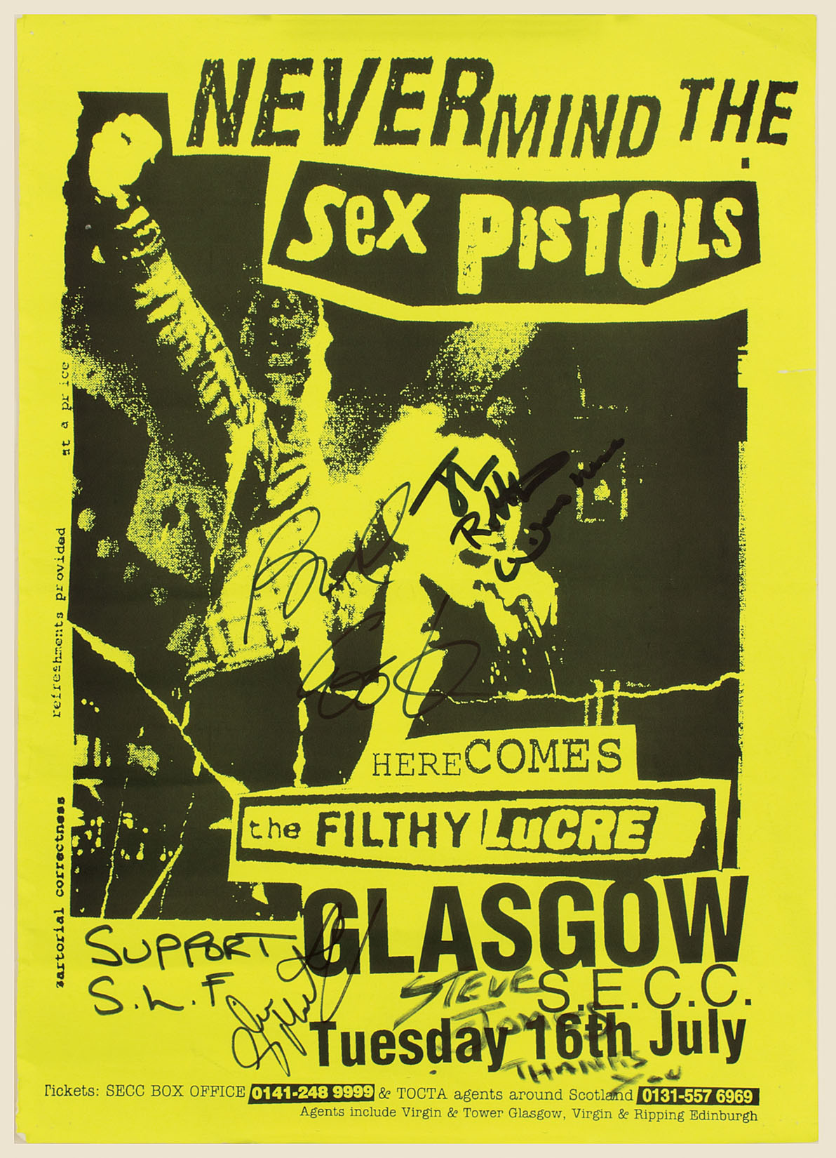 Lot Detail - The Sex Pistols Signed Original Filthy Lucre Poster