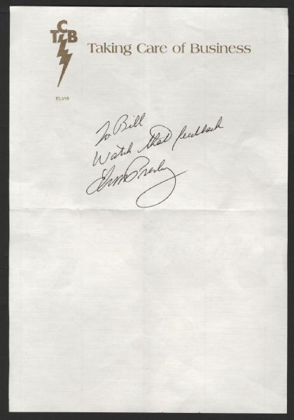 Elvis Presley Handwritten & Signed Note
