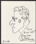 Art Carney Signed Hand Drawn Self Portrait