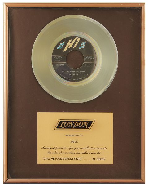 Al Green "Call Me (Come Back Home)" Original Gold Record Award