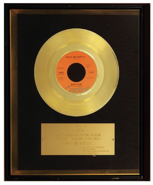 Andy Kim "Rock Me Gently" Original Gold Record Award