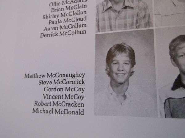 Matthew McConaughey Original High School Yearbook