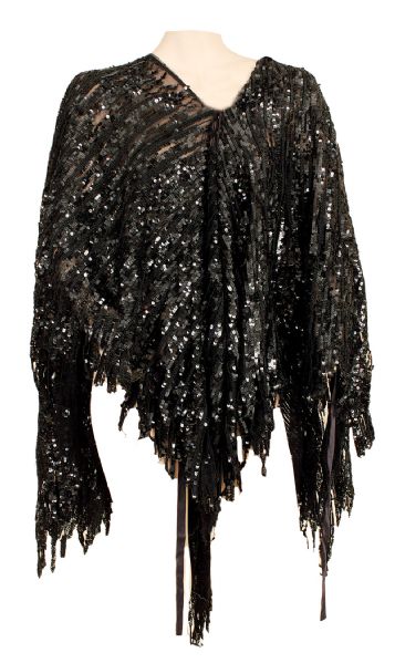 Stevie Nicks Owned & Worn Black Sequin Shawl