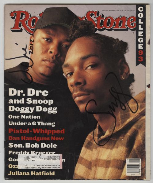 Lot Detail - Snoop Dog & Dr. Dre Signed Rolling Stone Magazine