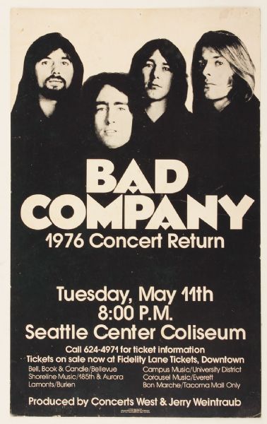 Bad Company 1976 Original Concert Poster
