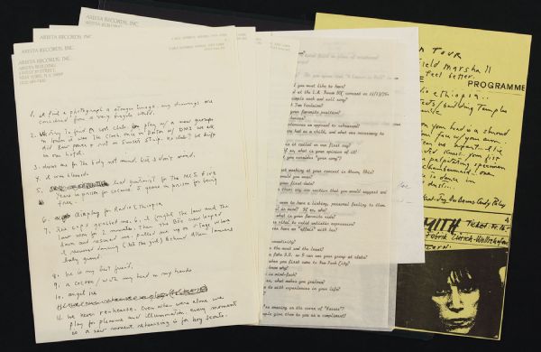 Patti Smith Handwritten Original Fan Club Archive