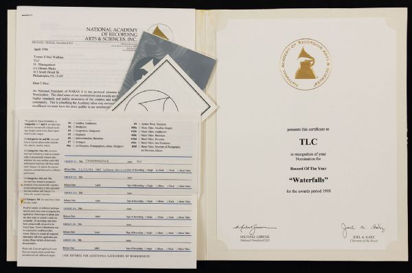 TLC "Waterfalls" Grammy Nomination Certificate