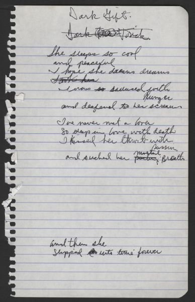 Alice Cooper "Dark Gift" Handwritten Lyrics