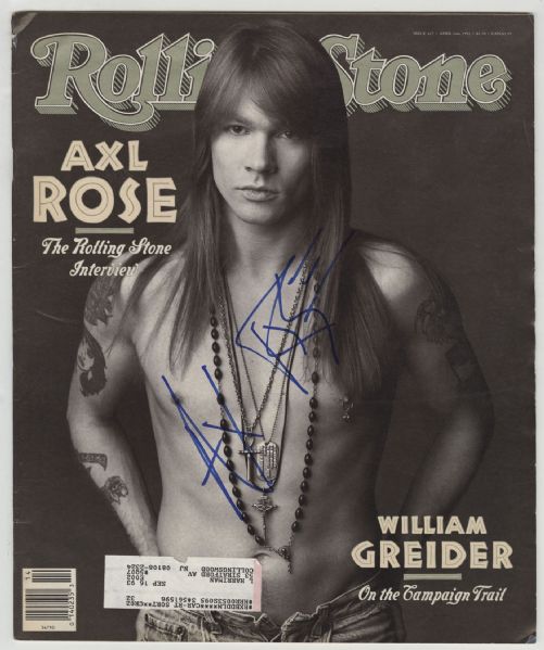 Axl Rose Signed "Rolling Stone" Magazine