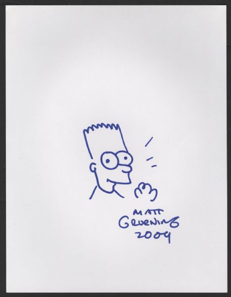 Matt Groening Signed "Simpsons" Sketch