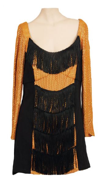 B-52s Kate Pierson "Cosmic Thing Tour" Stage Worn Custom Made "Witches Night Out" Black Fringe Dress