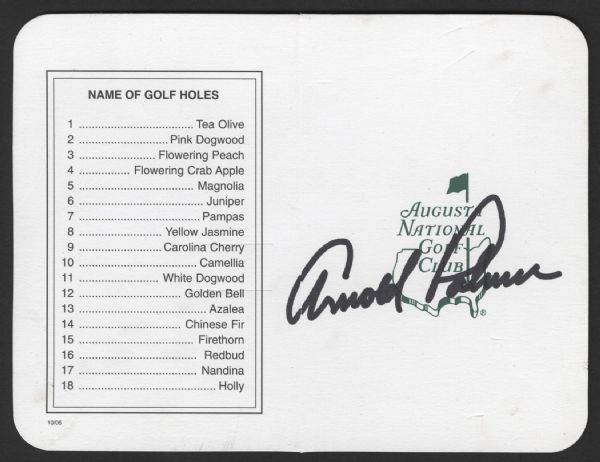 Arnold Palmer Signed Masters Score Card