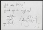 Michael Jackson Handwritten and Signed Note