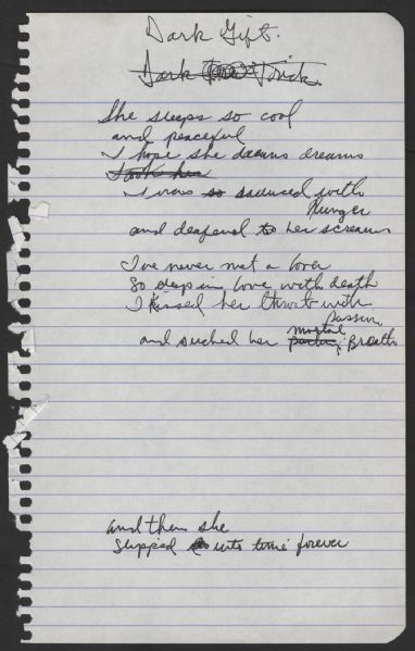 Alice Cooper "Dark Gift" Handwritten Lyrics