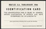 Beatles Original U.S. Tour August 1966 ID Pass