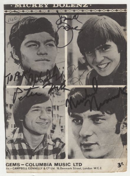 Monkees Signed "Randy Scouse Git (alternate Title)" Signed Sheet Music