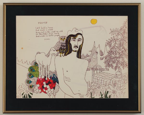 Joni Mitchell Original Artwork With Handwritten Poem