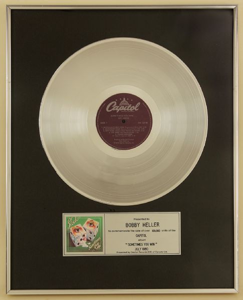 Dr. Hook "Sometimes You Win" Original BPI Platinum Album Award